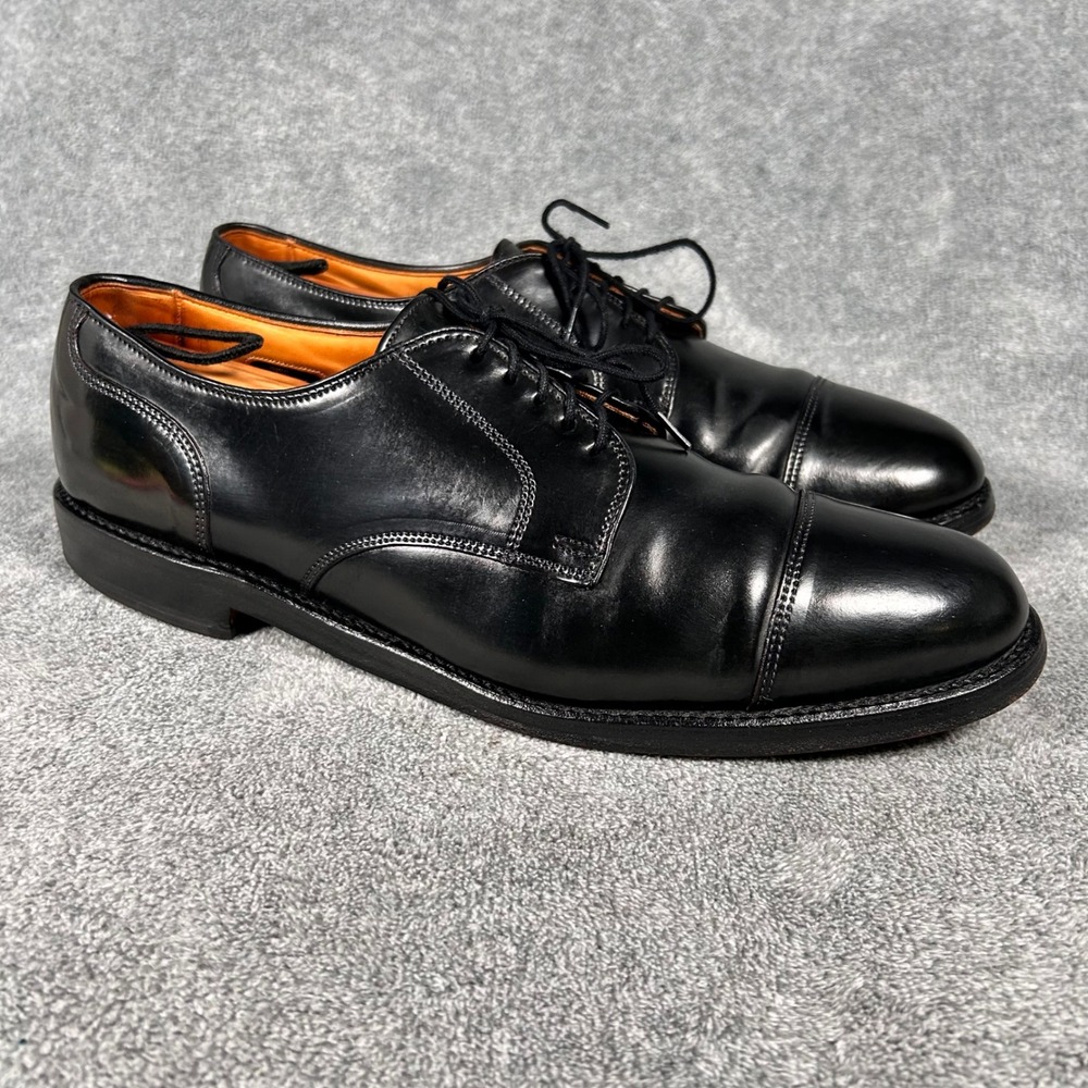 VTG Allen Edmonds Fairgate Shell Cordovan Derby Shoes Men 12 B Black Cap Toe USA
